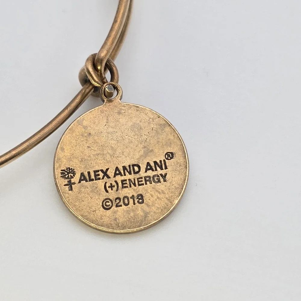 ALEX & ANI 'Initial H' Expandable Bangle Bracelet in Rafaelian Gold Made In‎ USA